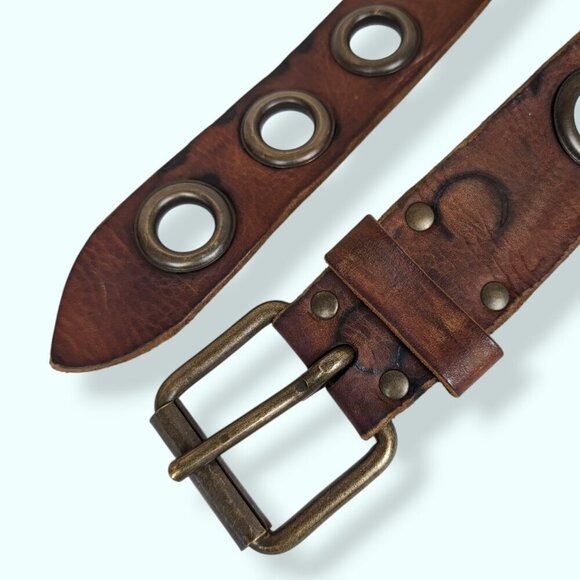 Vintage Leather Grommet Belt - Picture 3 of 6